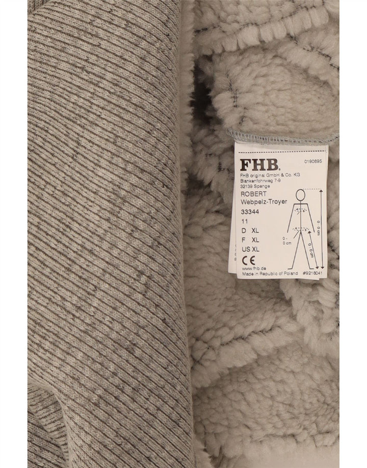 FHB Herre Zip Neck Sherpa Sweatshirt Jumper XL Grå Polyester