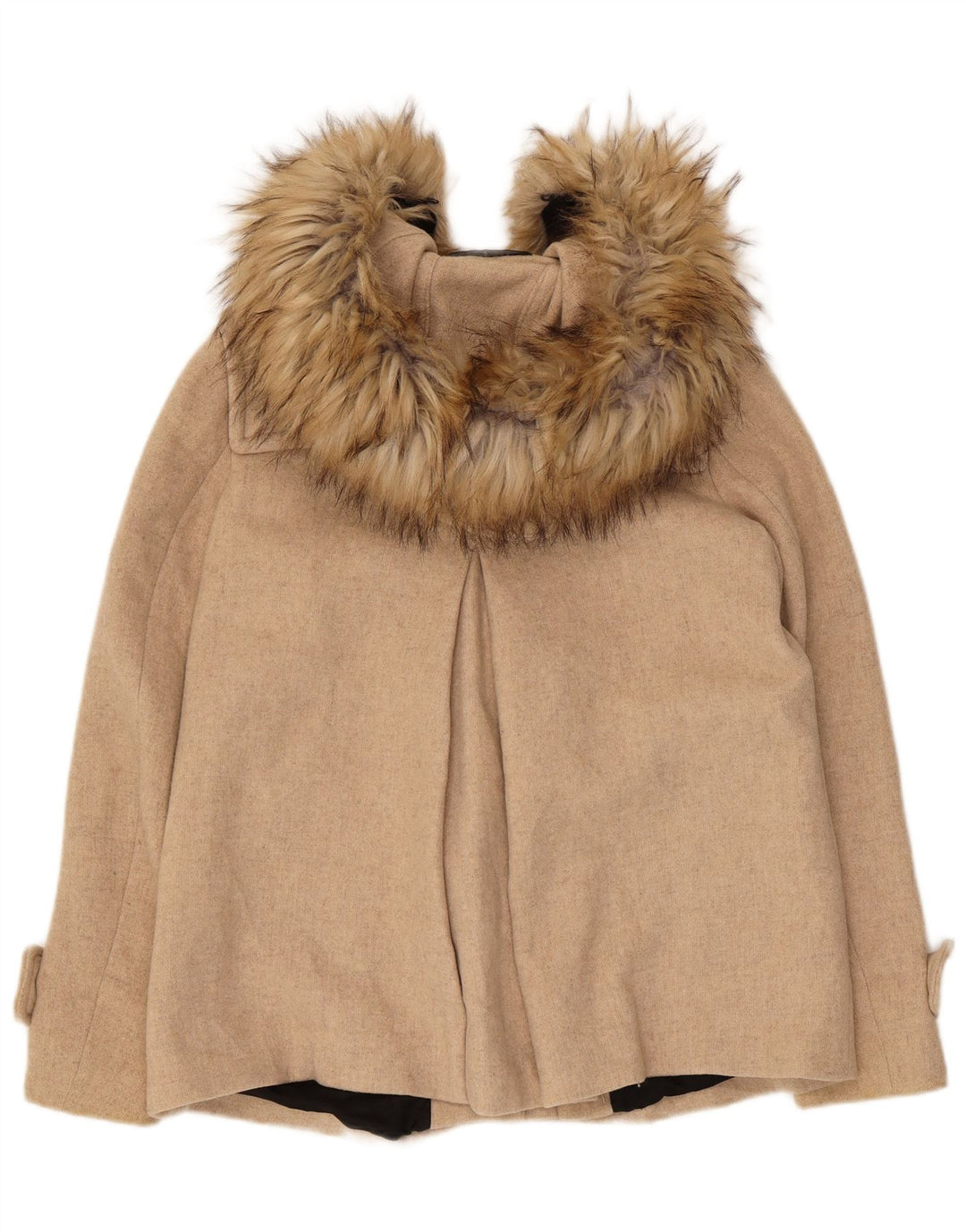 Zara Dame Hooded Oversized Duffel Coat UK 6 XS Beige