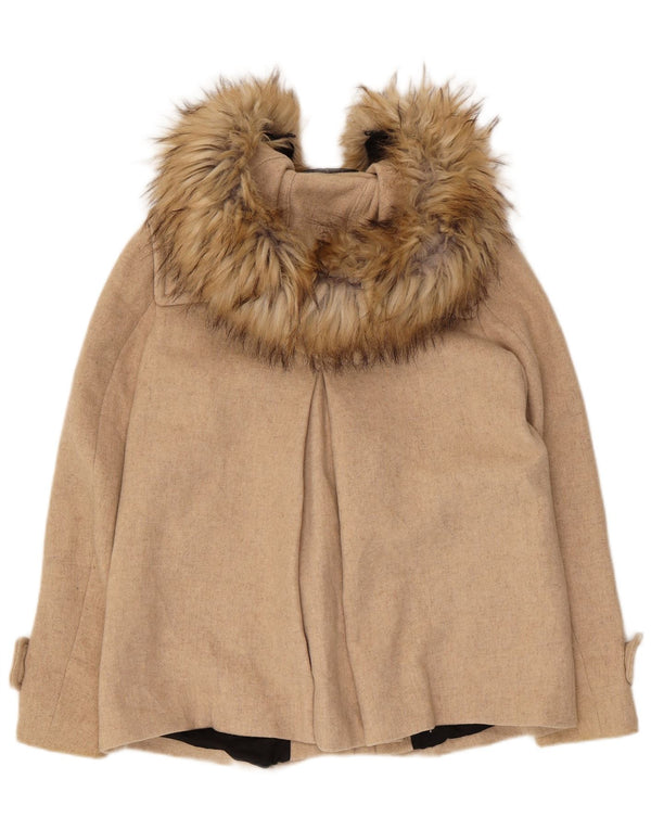 Zara Dame Hooded Oversized Duffel Coat UK 6 XS Beige