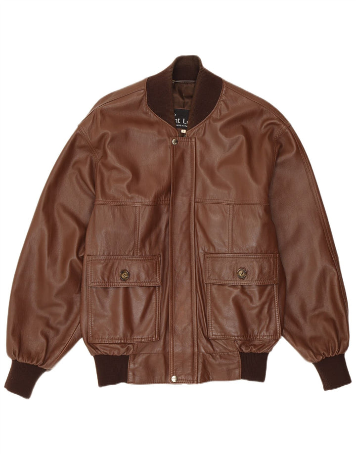 VINTAGE Herre læderjakke UK 36 Lille brunt læder