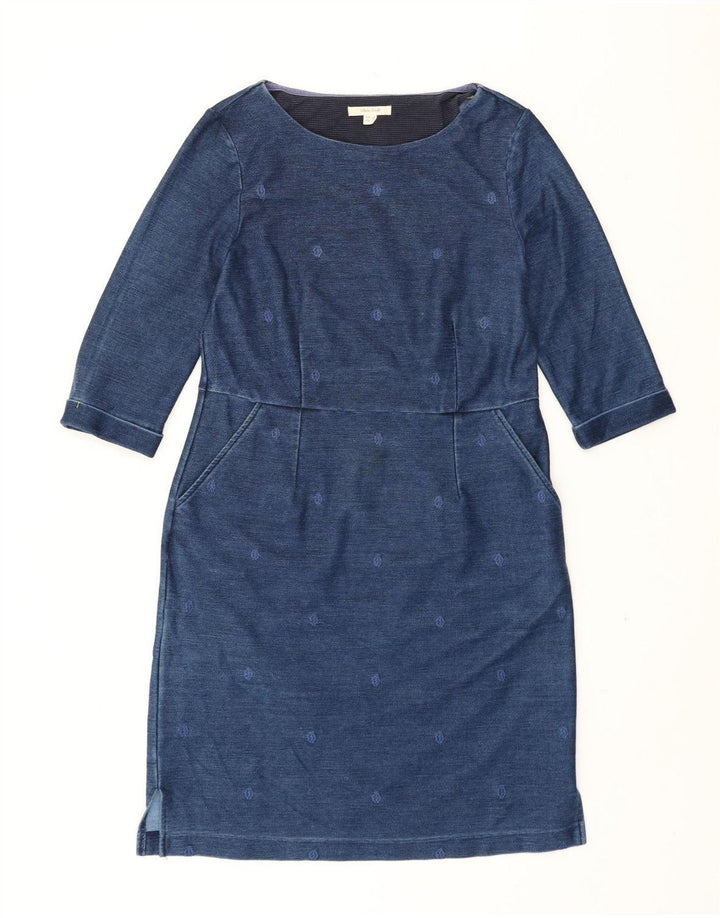White Stuff Womens 3/4-ærmet Skedekjole UK 12 Medium Blue Spotted