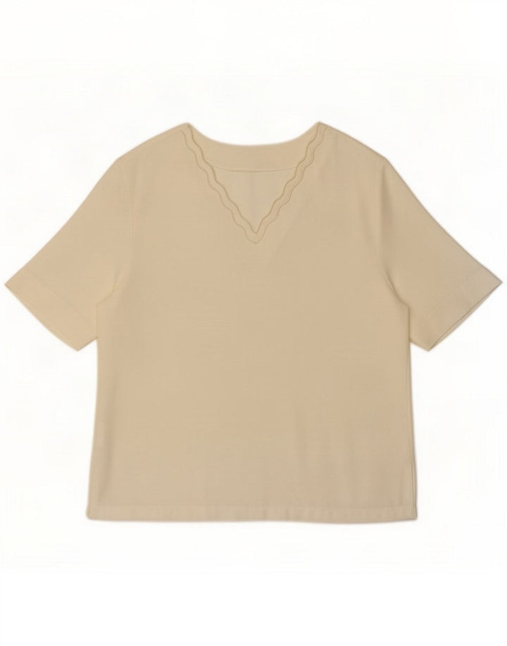 Vintage Damebluse Top UK 14 Medium Off White Polyester