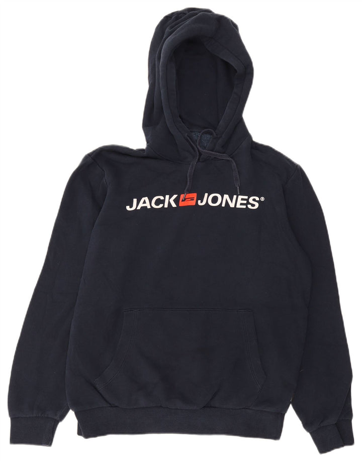 Jack & Jones Grafisk hættetrøje til mænd mellem marineblå bomuld