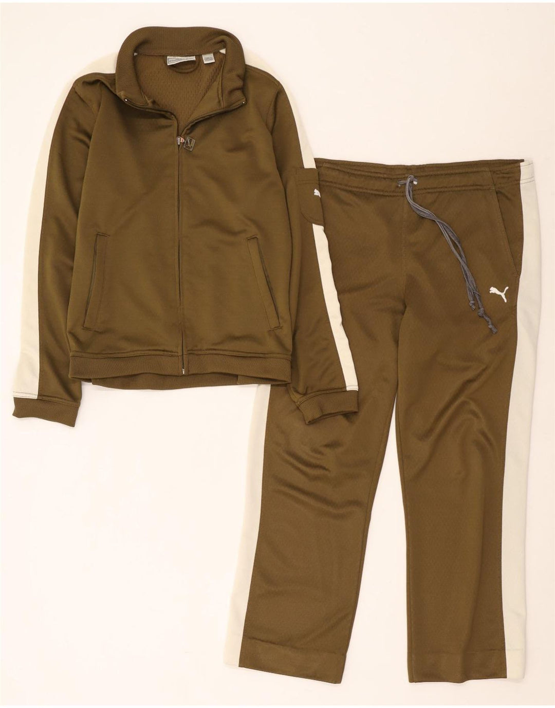 Puma fuld træningsdragt til kvinder UK 12 Medium Khaki Colourblock Polyester