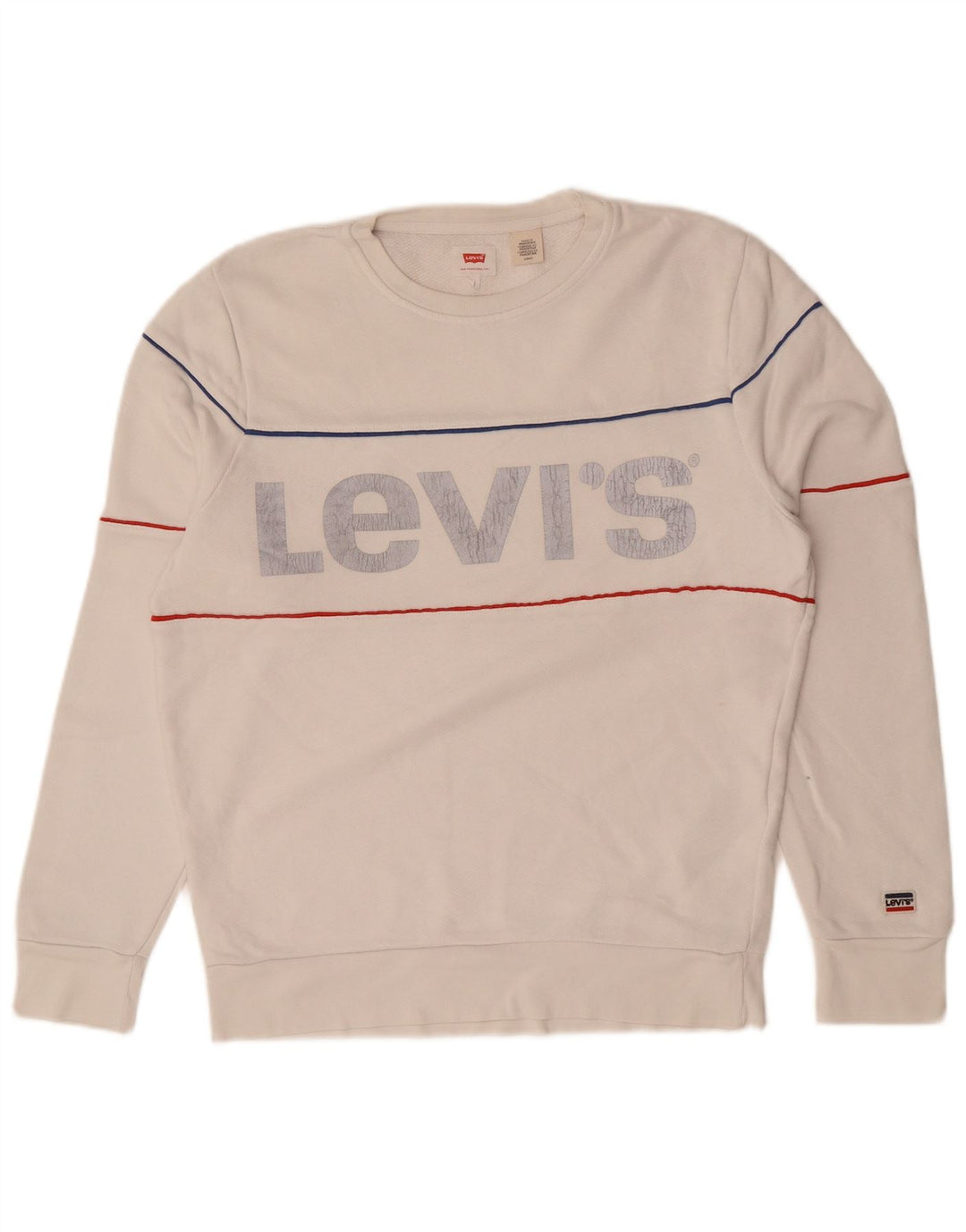 LEVI'S Mens Graphic Sweatshirt Jumper Small White Cotton