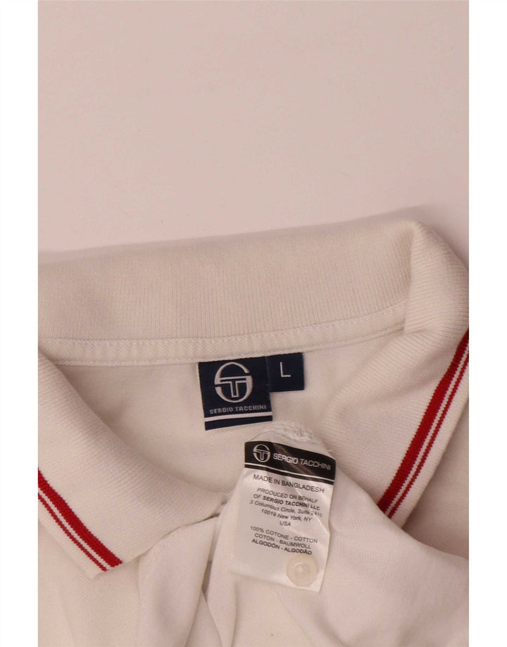 Sergio Tacchini herre poloskjorte stor hvid bomuld