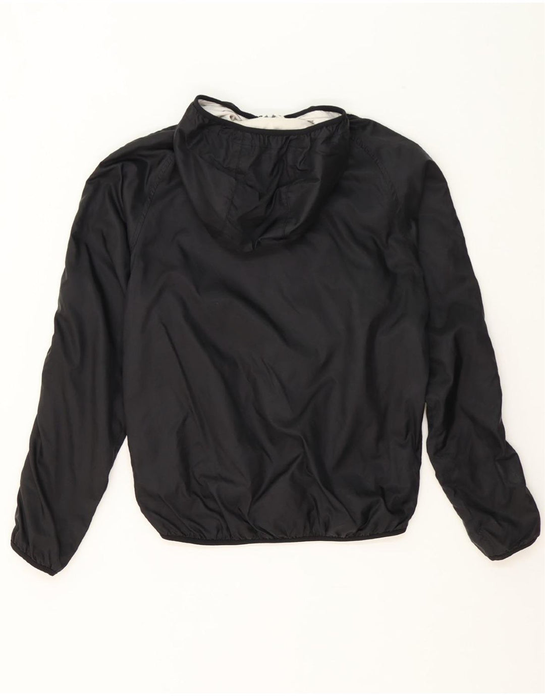 DIADORA Womens Graphic Hooded Tracksuit Top Jacket UK 14 Medium Black Vintage Diadora and Second-Hand Diadora from Messina Hembry 