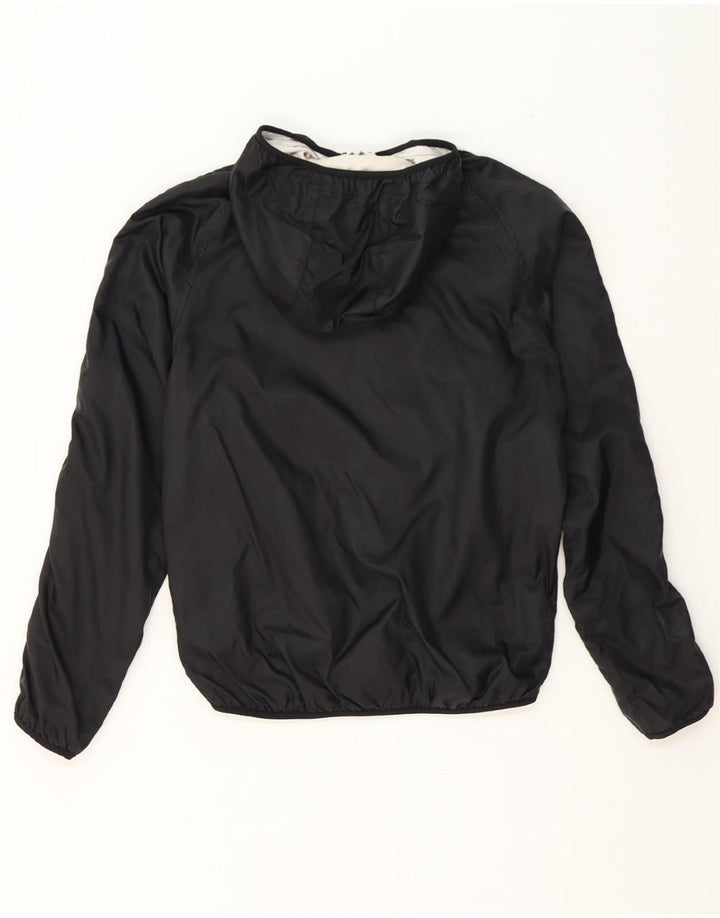 DIADORA Womens Graphic Hooded Tracksuit Top Jacket UK 14 Medium Black Vintage Diadora and Second-Hand Diadora from Messina Hembry 