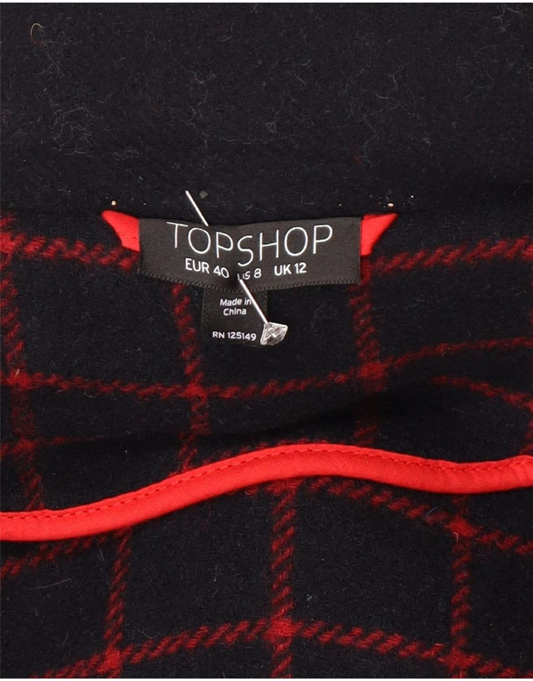 Topshop Dame Hooded Duffel Coat UK 12 Medium Navy Blue Wool