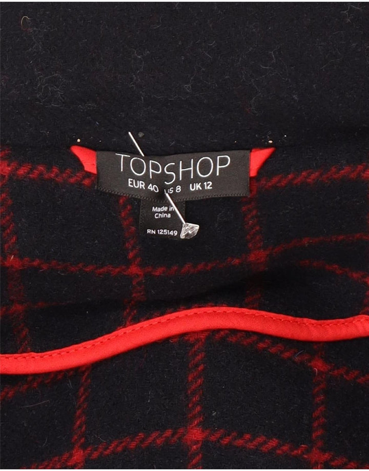Topshop Dame Hooded Duffel Coat UK 12 Medium Navy Blue Wool