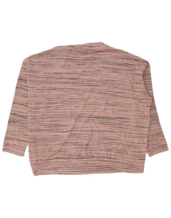 Marks & Spencer Dame sweater med rund hals DK 12 Medium Pink Stribet