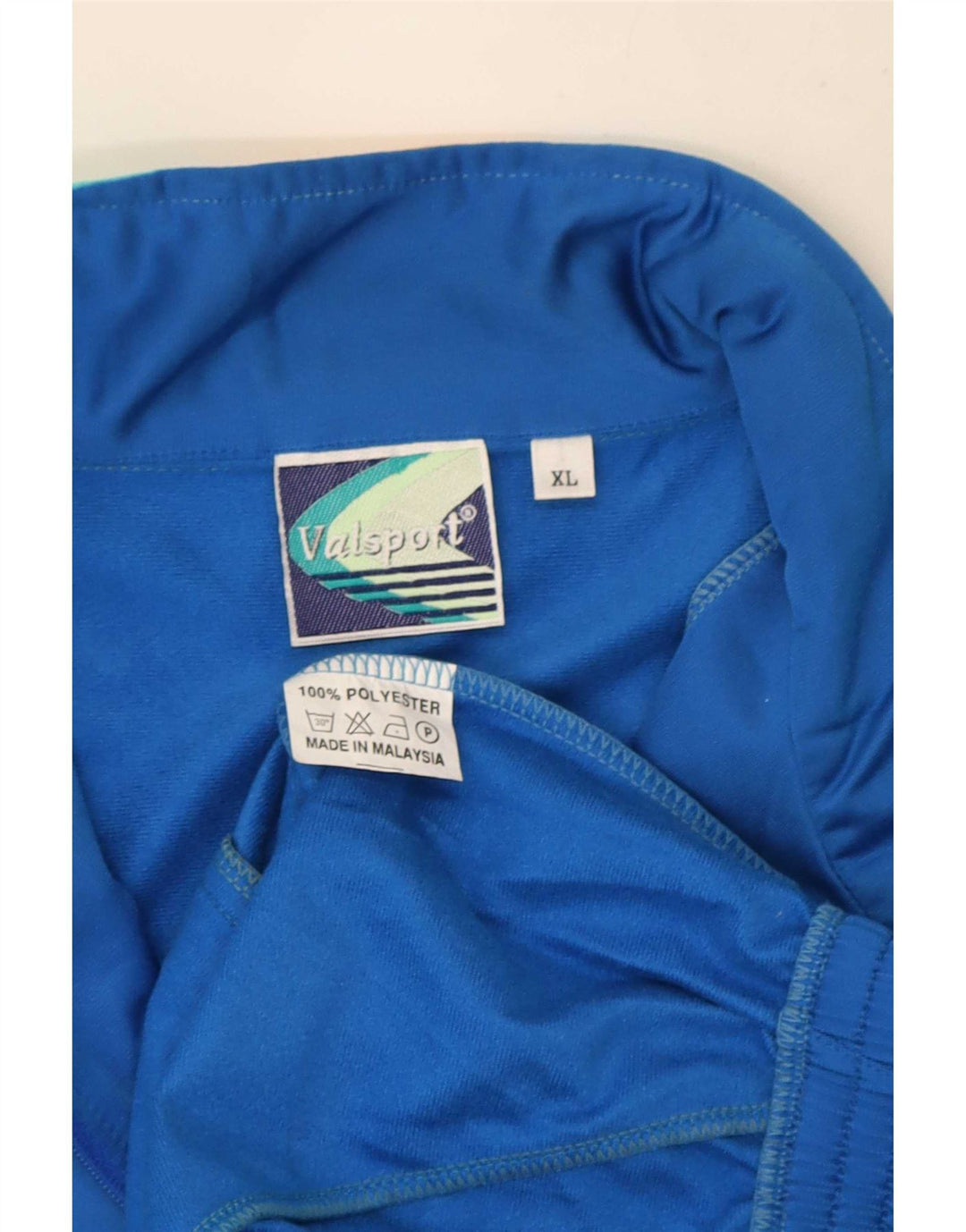Vintage Herre grafisk træningsdragt Topjakke XL Blå Colourblock Polyester
