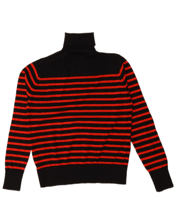 Marks & Spencer Dame Rullehals Sweater UK 12 Medium Sort Stribet