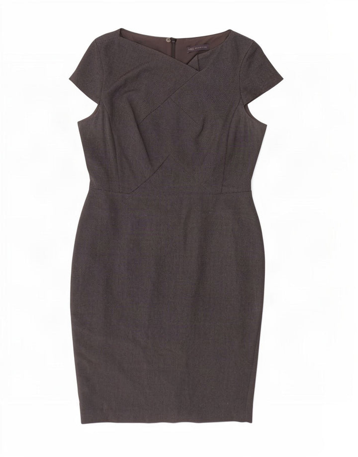 Marks & Spencer Womens Sheath Dress UK 14 Large Grå Polyester
