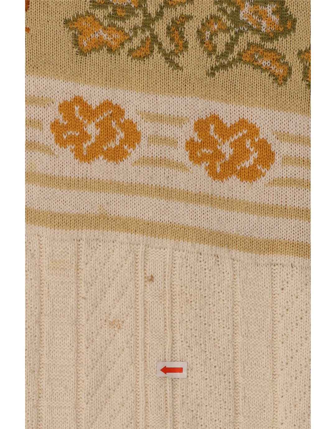 VINTAGE Herre grafisk bådhals sweater Medium White Floral
