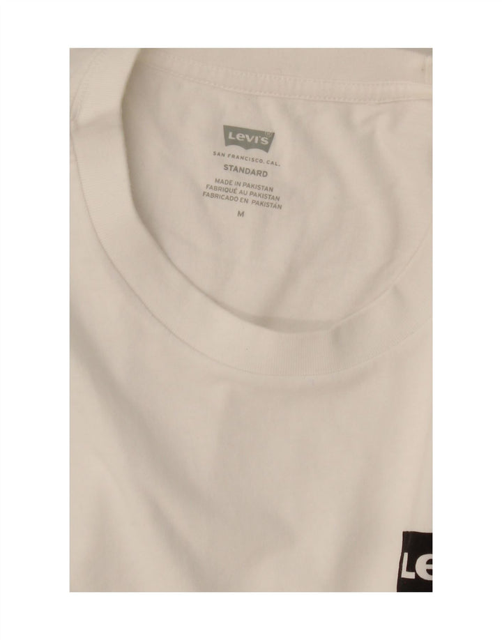 LEVI'S Mens Standard Graphic T-Shirt Top Medium Off White Vintage Levi's and Second-Hand Levi's from Messina Hembry 