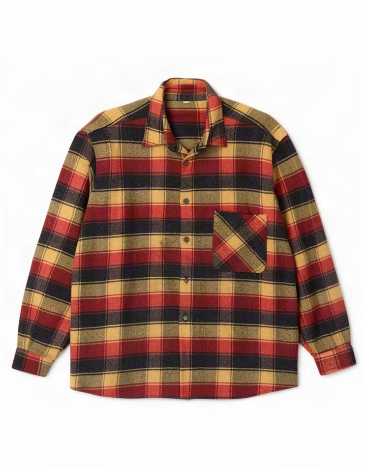 Vintage herre flannelskjorte XL flerfarvet ternet uld