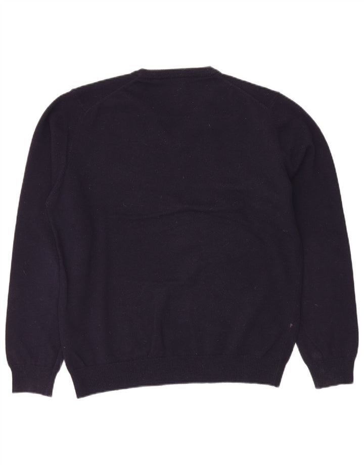 Henry Cottons Herre V-hals trøje Sweater Stor marineblå ny uld