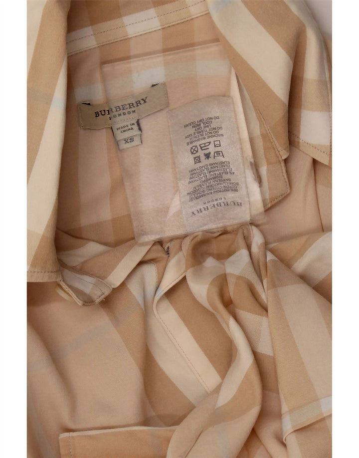 BURBERRY Dameskjorte UK 6 XS Beige ternet bomuld