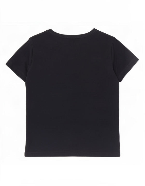 Tommy Hilfiger Dame Crop Grafisk T-Shirt Top UK 10 Small Navy Blue Bomuld
