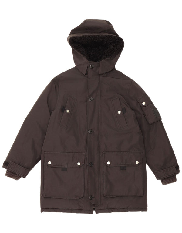 Diesel Dame Hooded Parka Jacket UK 10 Small Black Polyester
