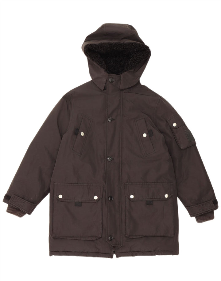 Diesel Dame Hooded Parka Jacket UK 10 Small Black Polyester