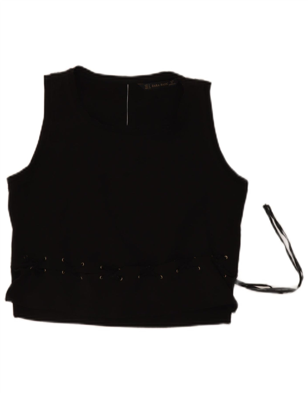 ZARA Womens Crop Ærmeløs bluse Top UK 10 Small Black Polyester