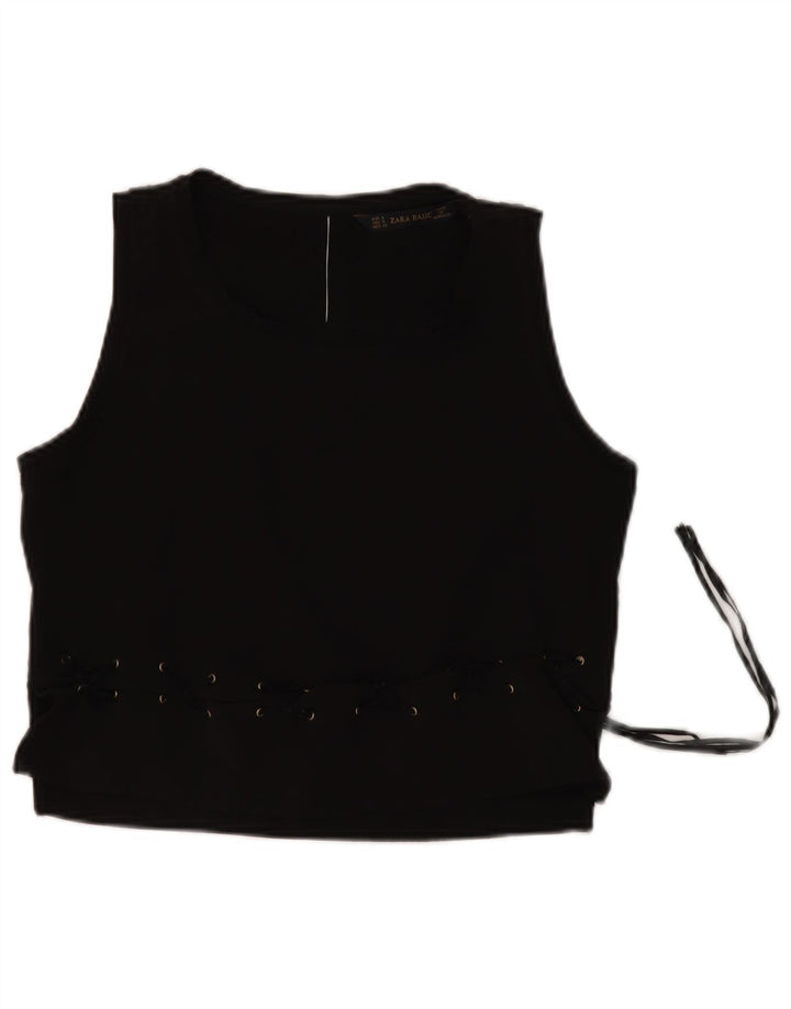 ZARA Womens Crop Ærmeløs bluse Top UK 10 Small Black Polyester