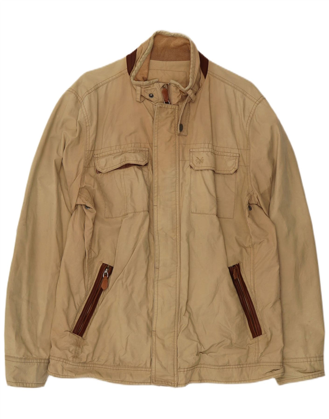 Crew Clothing Herre Bomber Jacket UK 40 Stor Beige Bomuld