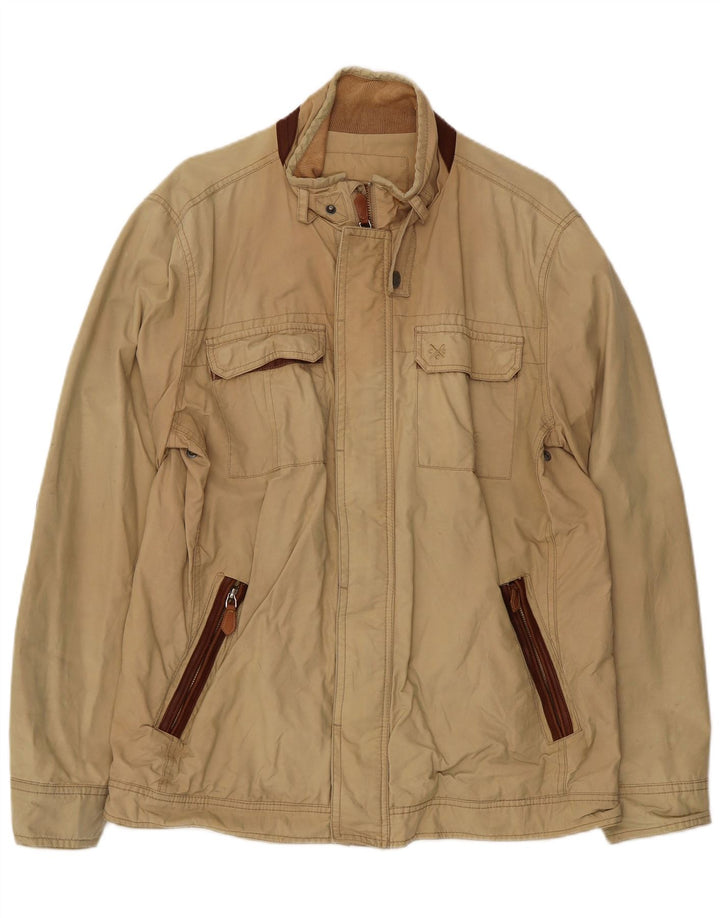 Crew Clothing Herre Bomber Jacket UK 40 Stor Beige Bomuld