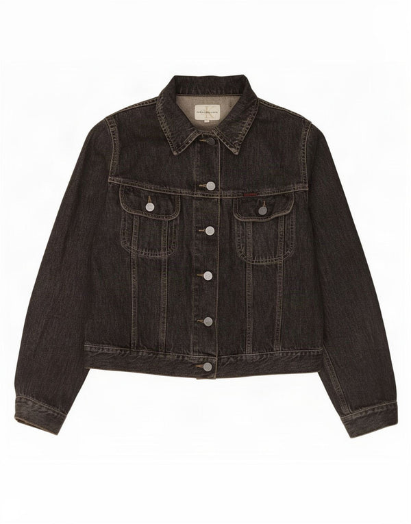 Calvin Klein Jeans Dame Crop Denim Jacket UK 14 Medium Sort Bomuld
