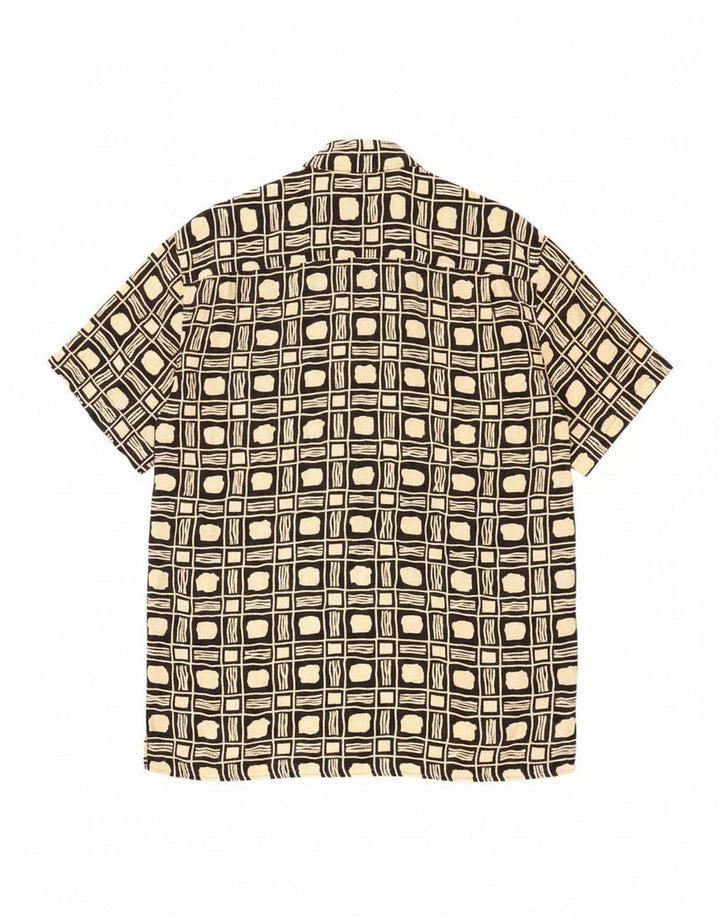 Vintage Kortærmet Herreskjorte Stor Sort Geometrisk