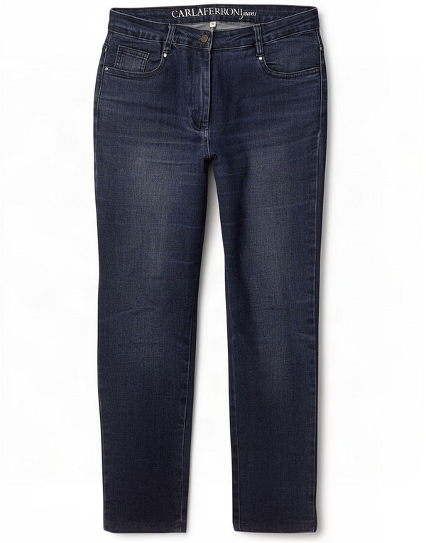 Vintage Dame Straight Jeans IT 46 Large W34 L27 Navy Blue Cotton