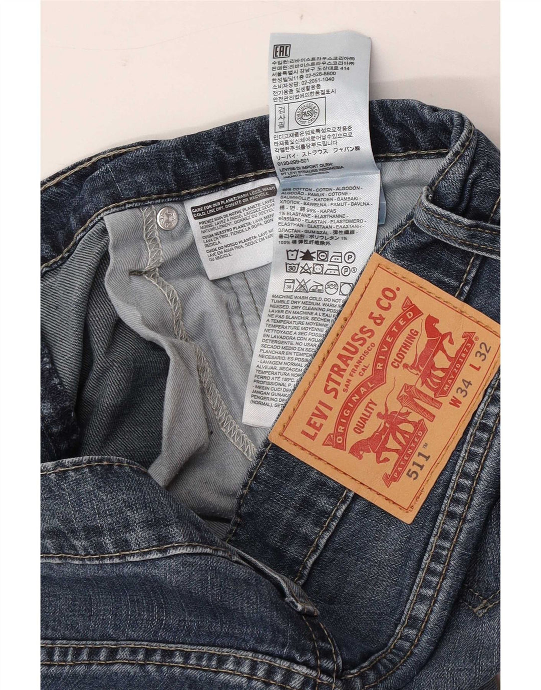 Levi's Herre 511 Slim Jeans W34 L32 Blå Bomuld