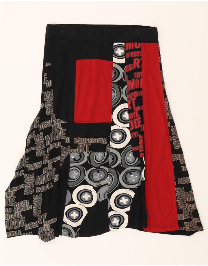Desigual Kvinders Grafisk Asymmetrisk Nederdel Lille W27 Sort