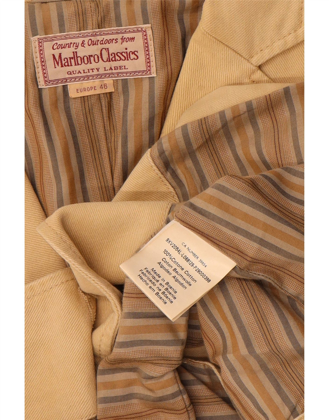 Marlboro Classics Dame 3-knaps blazerjakke EU 46 XL Beige Bomuld