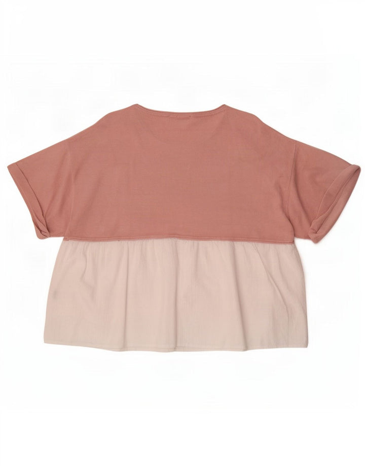 Zara Dame Oversized Bluse Top UK 10 Small Pink Colourblock