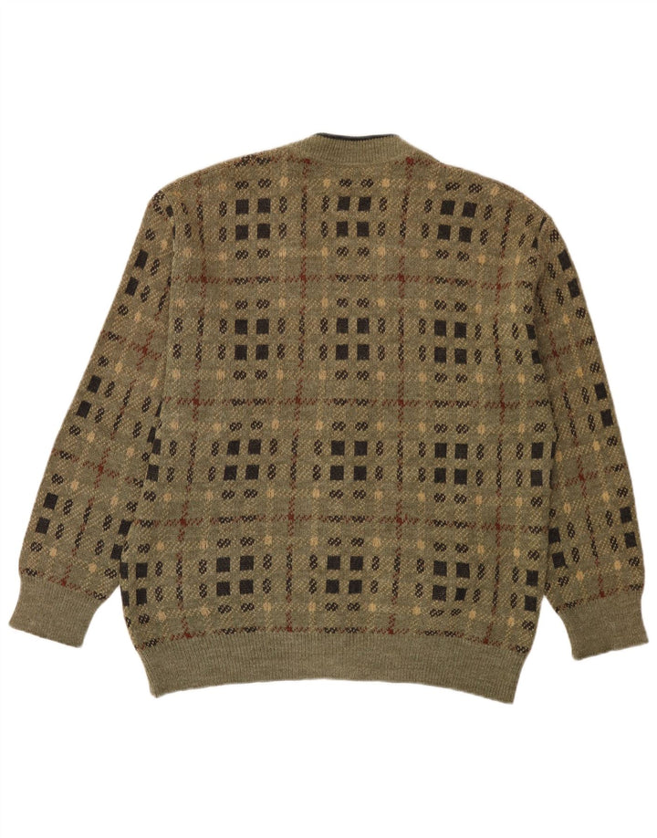Malagrida Herre Cardigan Sweater Stor Khaki Geometrisk