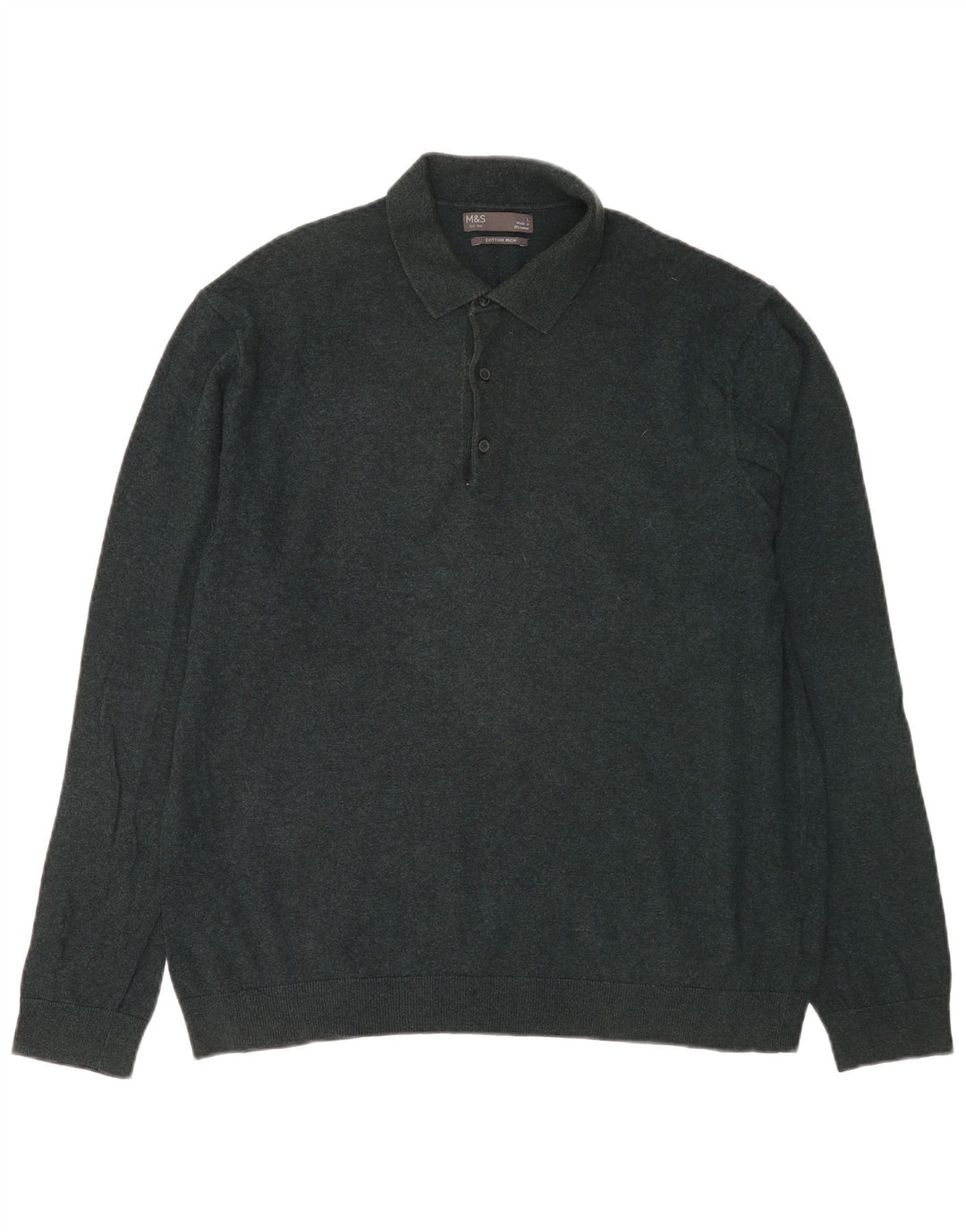 Marks & Spencer Herre Polo Neck Jumper Sweater Stor Grøn Bomuld