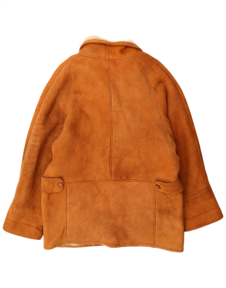 Vintage Dame Oversized Shearling Overfrakke UK 16 Large Beige
