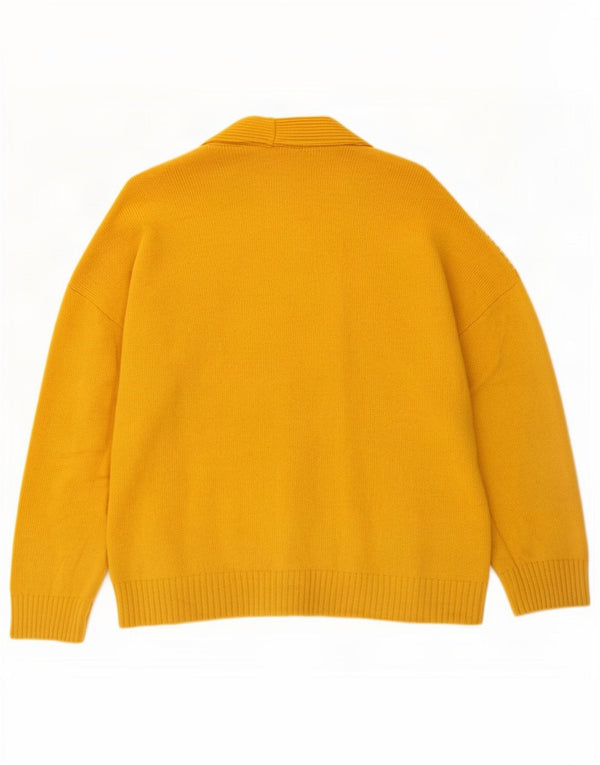 Benetton Dame Cardigan Sweater UK 16 Stor Gul Stribet