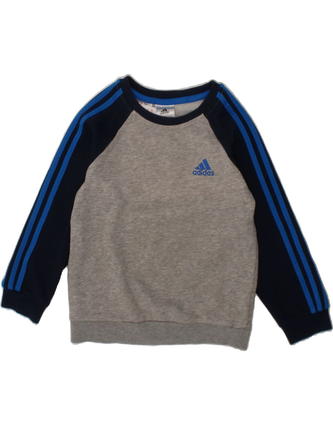 ADIDAS Boys Sweatshirt Jumper 3-4 Years Grey Colourblock Cotton Vintage Adidas and Second-Hand Adidas from Messina Hembry 