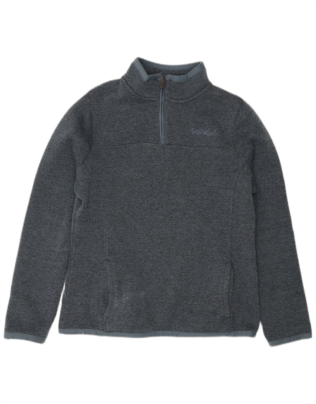 Weird Fish Womens Zip Neck Sweatshirt Jumper UK 12 Medium Grey Polyester