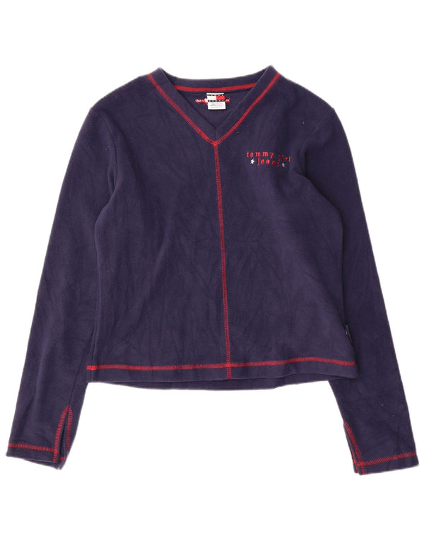 Tommy Hilfiger Dame Crop Loose Fit Bluse Top UK 10 Small Navy Blue