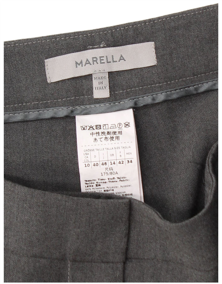 MARELLA Lige jakkesæt til kvinder bukser UK 14 Large W32 L28 Grå polyester