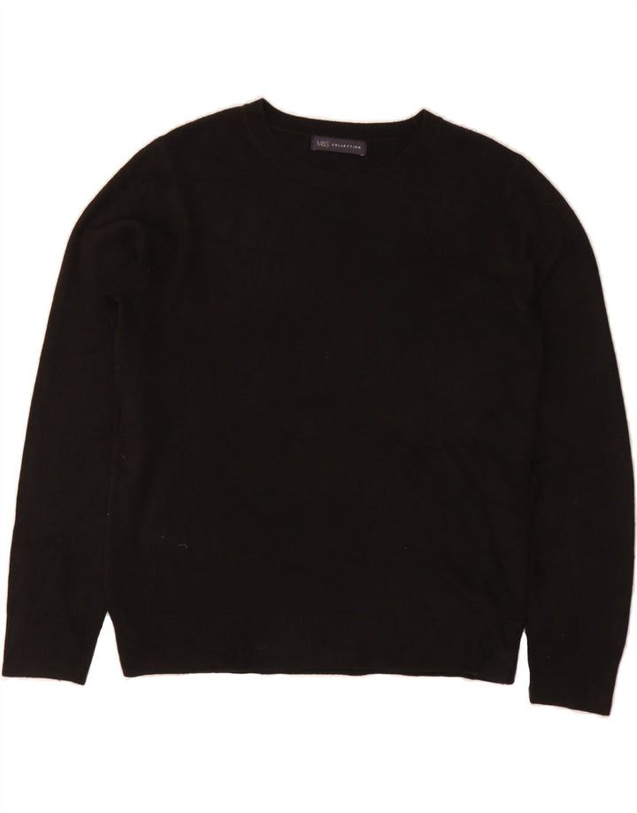 MARKS & SPENCER Womens Crew Neck Jumper Sweater UK 14 Large  Black Acrylic Vintage Marks & Spencer and Second-Hand Marks & Spencer from Messina Hembry 