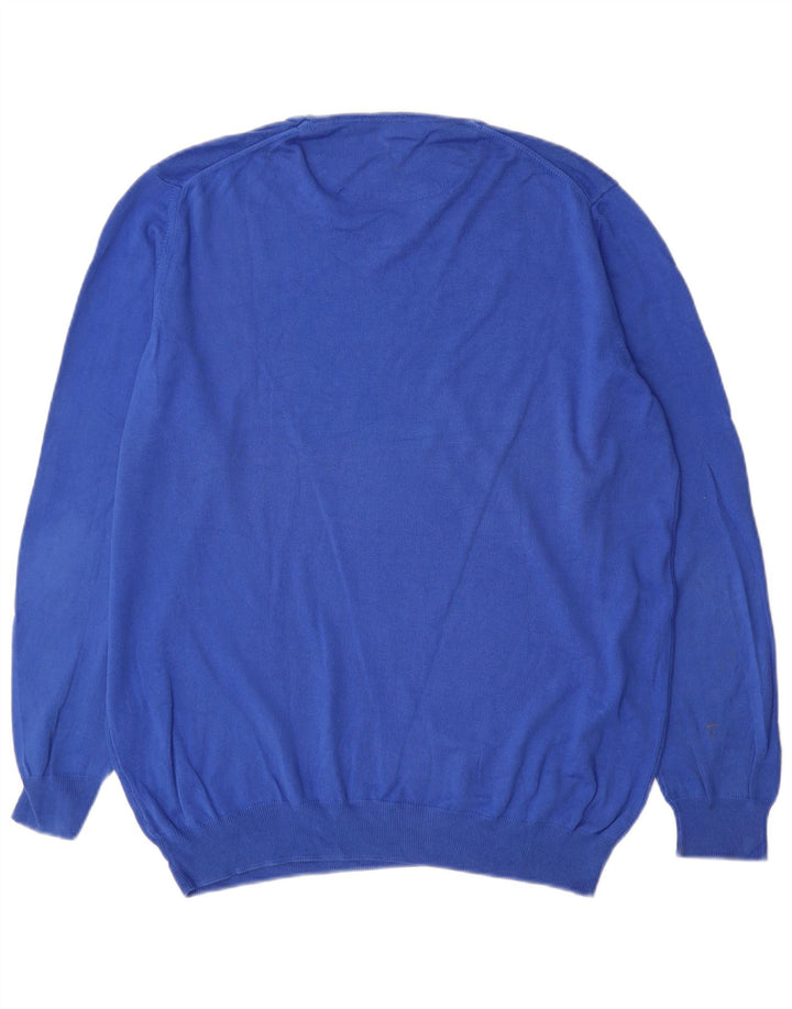Zara Herre sweater med rund hals XL blå bomuld