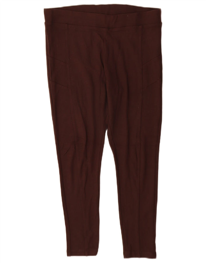 Marks & Spencer Womens Crop Leggings UK 12 Medium Brown Viscose