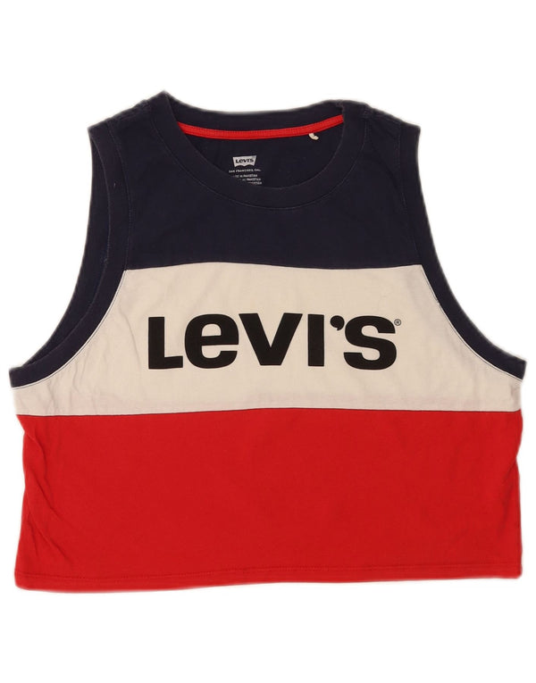 Levi's Womens Crop Grafisk Vest Top UK 10 Small Multicolor Colourblock