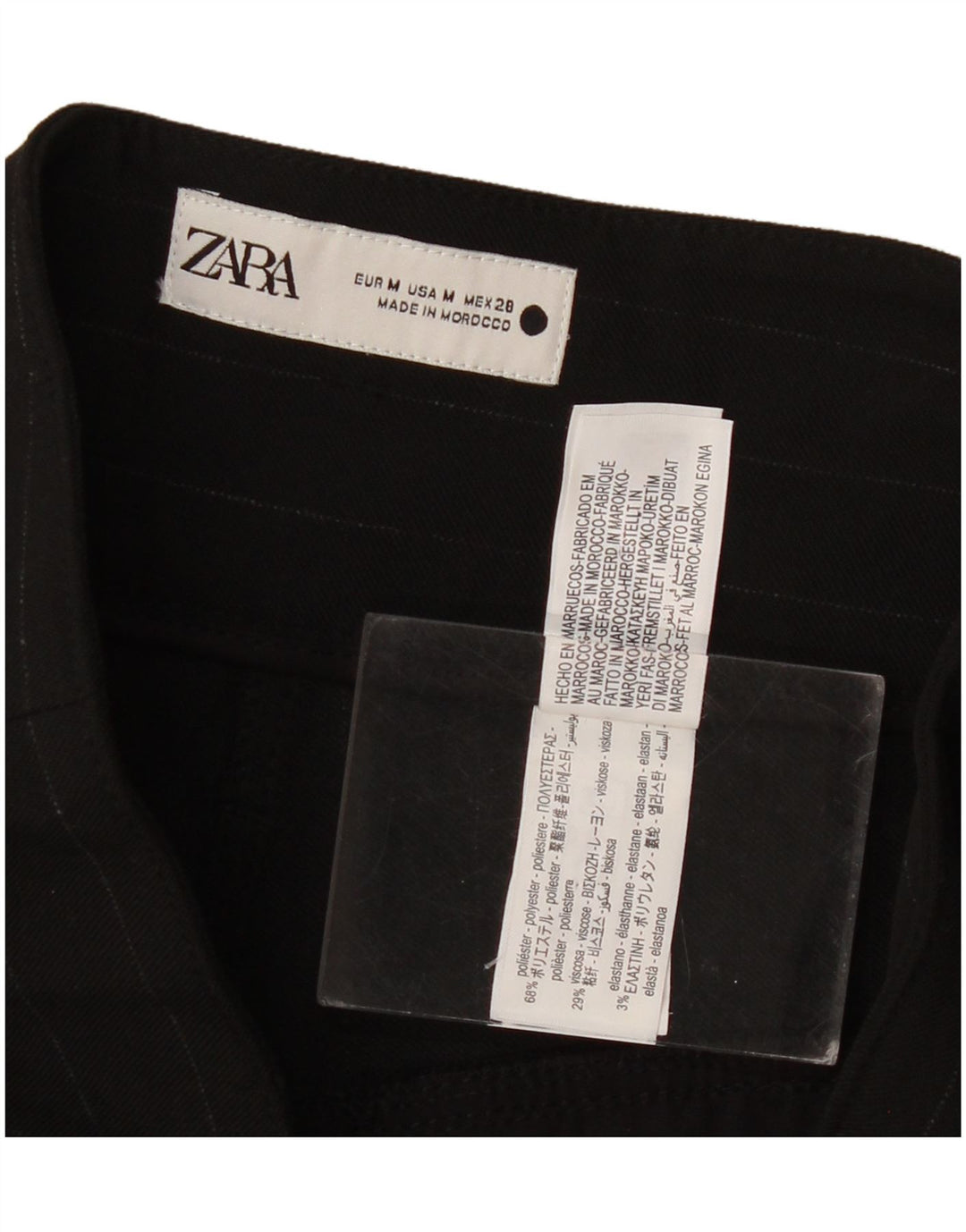 Zara Kvinder Brede Ben Højtaljede Bermuda Shorts Medium W28 Sort Nålestribe